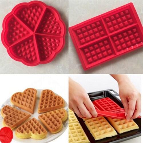 Silicone Waffle Mold Round & Square Non-stick Muffin Baking Pans Mould Makers Cookie Cake Decorating Kitchen Baking Accessories
