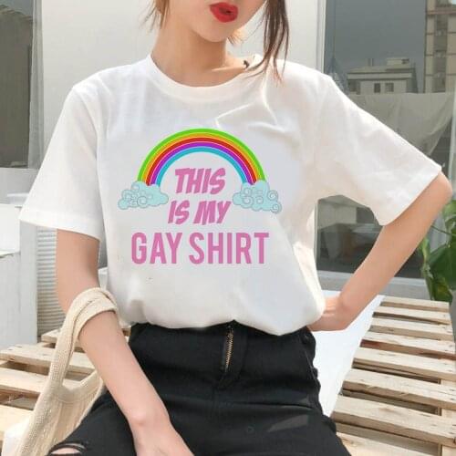 Women Print Rainbow Round Neck Short Sleeve Graphic Tees Summer Ladies T-shirt Casual Regular Women Top Tshirt