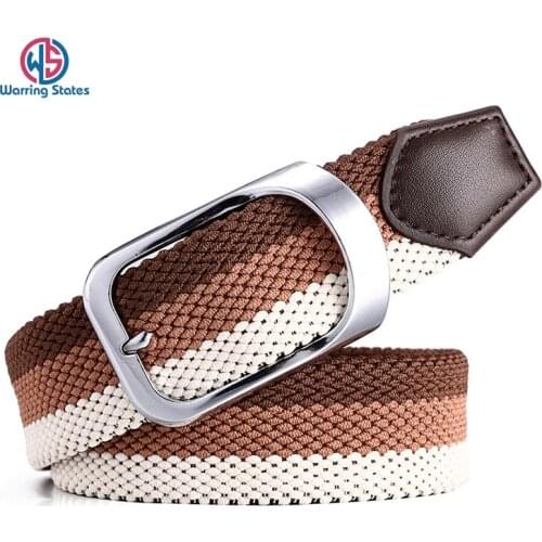 Warring States Color Woven Belt Comfortable Casual Mens Belt Elastic Stretch Ladies Belt Unisex Designer Belts High Quality