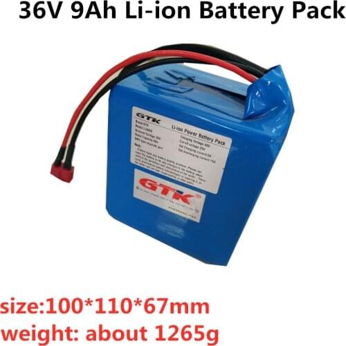 GTK high capacity battery Pack 36V 9Ah lithium battery pack with strong BMS in it for ebike/ tricycle + 2A charger