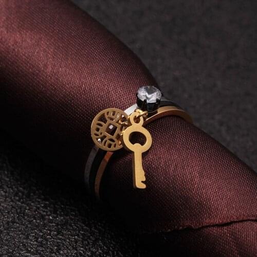 3 pcs/bag Charm Stainless Steel pendant Wedding Party Fashion Rings Brand Lock Men Women Finger Rings Jewelry Birthday Gift