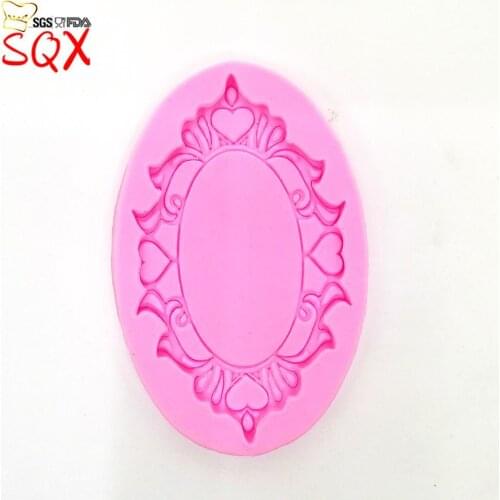 Round mirror frame fondant cake molds soap chocolate mould for the kitchen baking SQ1637
