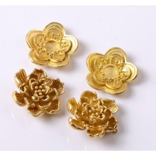 2Pcs Copper Flower Charms Connector Bridal Hair Accessories DIY Charms For Jewelry Making