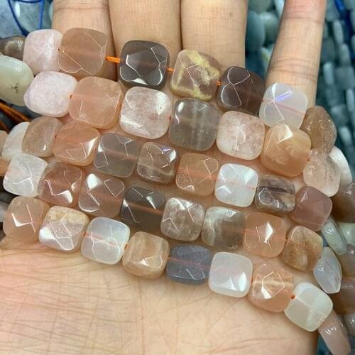 Natural Sunstone Stone Beads 15'' Faceted Square DIY Loose Beads For Jewelry Making Beads Bracelet Necklace For Women DIY Gift