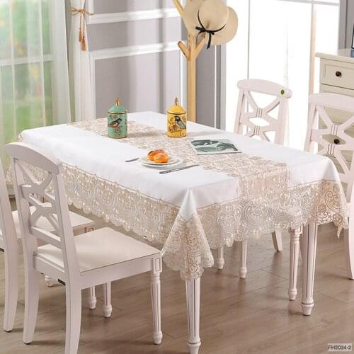 New lace linen table cloth embroider consice fresh style tea tablecloth table runner for wedding party banquet dust cover