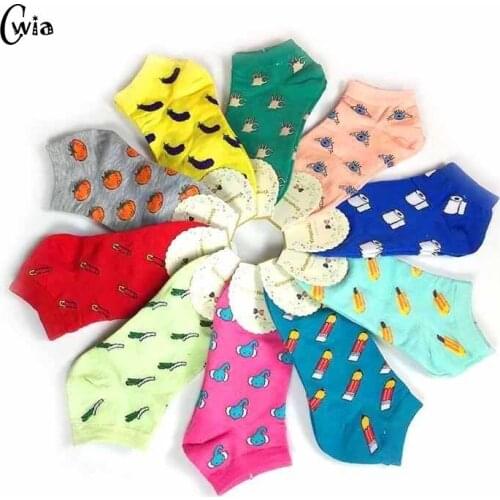 New Cute 11 fruit color love candy color cotton sock summer style womens socks womens thin sock slippers 1pair=2pcs ws186