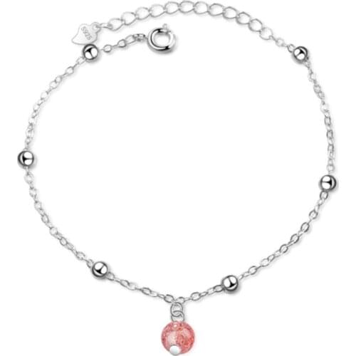 The new trend sells the atmosphere personality sweet and lovely pink crystal female models silver plated bracelets JO082