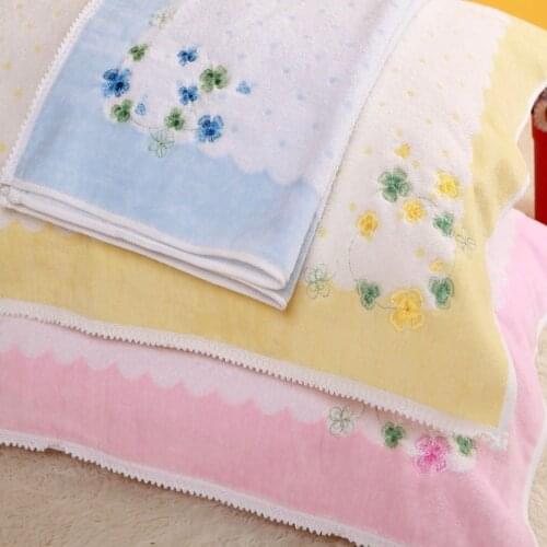 Pair (2 pieces) cotton pillow towel Embroidered towels A clean face wash your hands Cut pile production Comfortable and soft