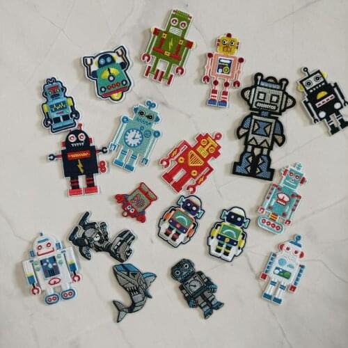 Iron-on embroidery robot cartoon patches for clothing DE-20