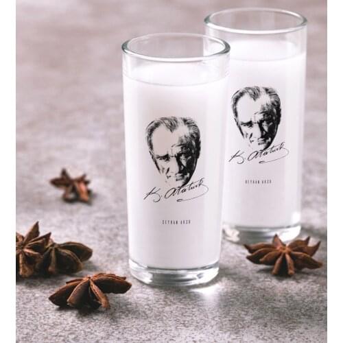 Personalized Colorful Printed Ataturk Themed Dual Arrack Cup Seti-18