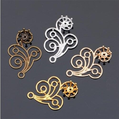 SIXTY TOWFISH 20 Pieces DIY Jewelry Accessories Size 20*30mm Copper Materials Flower Slice Charms