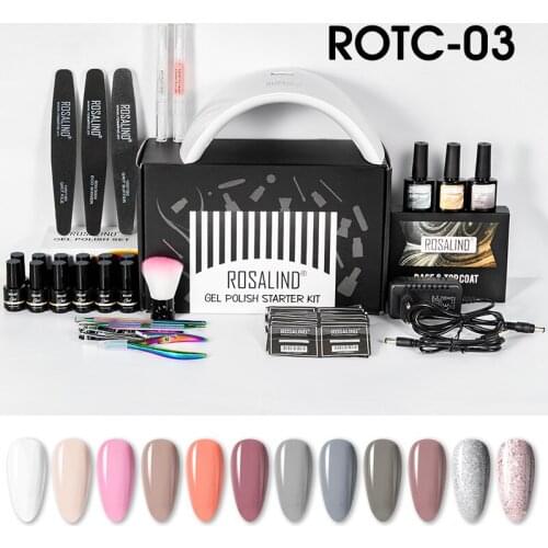 ROSALIND Manicure Set Gel For Nails Hybrid Varnish UV Gel LED Semi Permanent All For Manicure Nail Art Gel Polish Kit