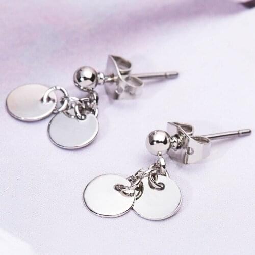 Dangle Tassels Earring Simple Disc Stud Earrings For Women Accessories Gold Silver Plated Eardrop Statement Charm Jewelry