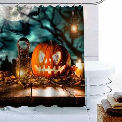 New Halloween Skeletons Shower Curtain Polyester Fabric Bathroom Curtain Ornament Home Gift Waterproof 12 Hook Bath Curtain
