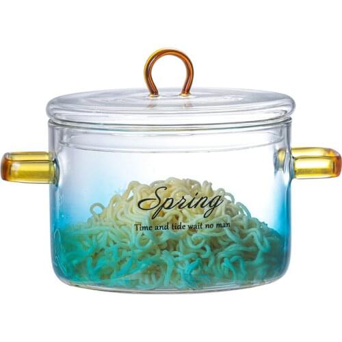Gradient Color Glass Pot Heat-resistant Stewpan Cooktop Glass Saucepan Pot With Cover Safe For Pasta Noodle Soup Baby First-rate