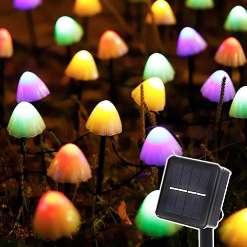 Solar Lights Outdoor Garden Garland Mashroom String Lights Waterproof Solar Lamp for Christmas Decor 8 Modes Outdoor Lighting