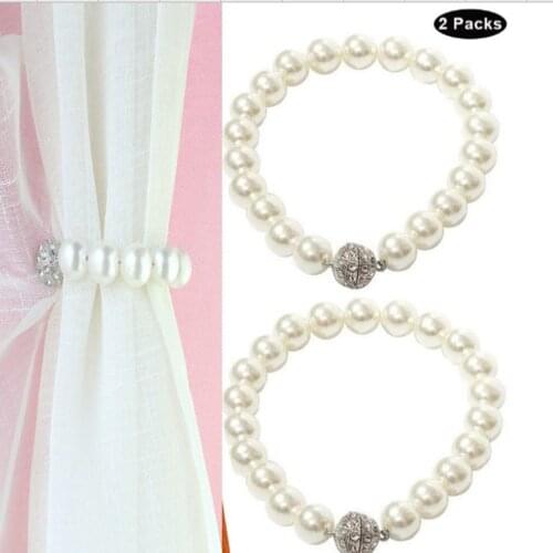 Curtain Installation Free Pearl Magnet Suction Button Curtain Buckle 40cm Gorgeous Curtain Ties Curtain Decoration