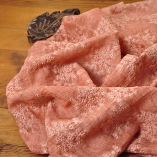 High end pure ramie tissu Embroidery sewing Fashion dress in spring and summer patchwork