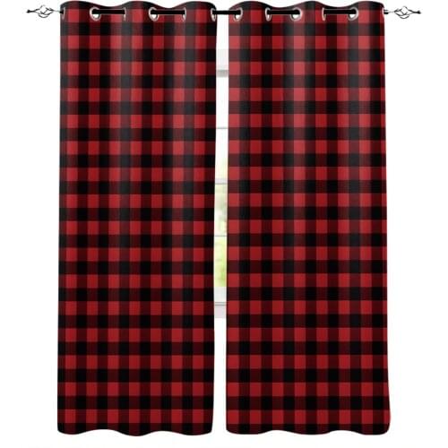 Classic Black Red Plaid Blackout Curtains For Living Room Window Curtains For Bedroom Kitchen Curtains Drapes Blinds