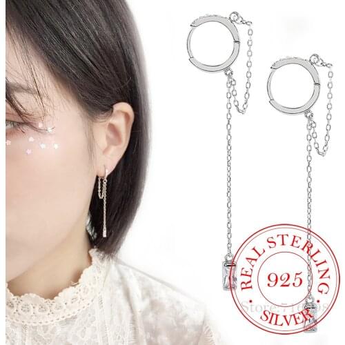 Punk Style 925 Solid Sterling Silver Crystal Charm Drop Earrings for Women Wedding Party Accessories pendientes Brincos