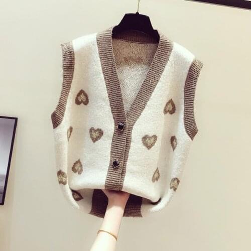 Womens waistcoat wear all-match knitted cardigan for autumn and winter 2021 new v-neck sweater retro women clothing