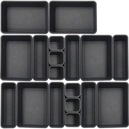 18 Pack Interlocking Drawer Organizer Tray, Multi-Purpose Desk Drawer Tray Organizer for Kitchen Bathroom Office Bedroom