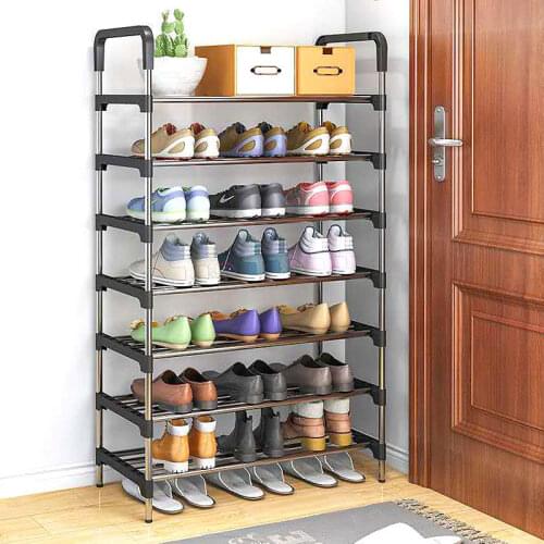 3-6Layers Shoe Rack Space Saving Entryway Stand Holder Metal Shoe Cabinets with Handrail Assembly Shoe Shelves Home Furniture