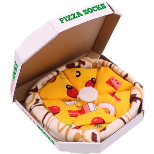 Pizza Socks Box Pepperoni 4 Pairs Of Cotton Socks Made In Europe, A Fun Gift For Men