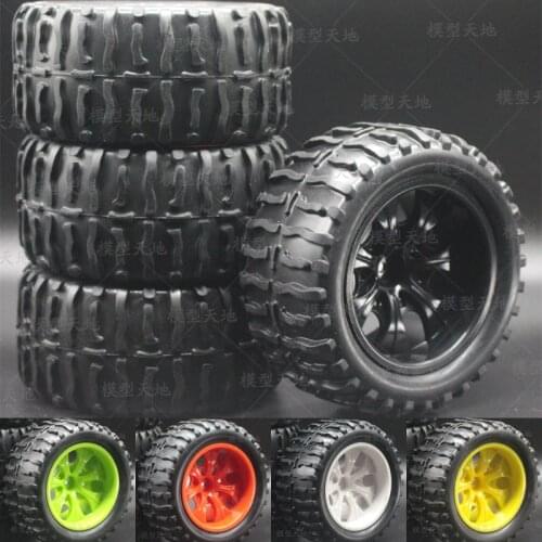 4pc 1/10 Off-Road Car Monster Bigfoot Truck Tires 55*115MM Plastic Wheel Rim Rubber Tyre for HSP HPI 94108 94111 94188 88015