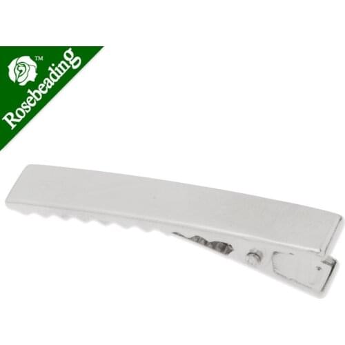 40mm Metal Alligator Hair Clip with Teeth,Nickel color,7mm width,20pcs/lot-C4490
