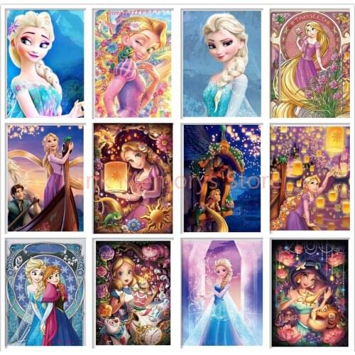 Disney Princess Square Full Circle 5D DIY Diamond Painting Alice in Wonderland Cartoon Girl Diamond Embroidery Mosaic Home Decor