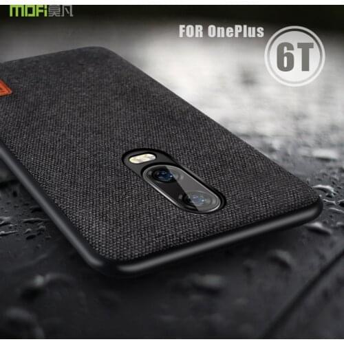 Oneplus 6t Case Cover MOFI One Plus 6T Back Fabric Case for 1+6T Full Cover Soft silicone edge Case OP6T Hard Frosted Case