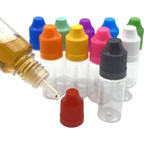 200pcs Empty 10ml Clear PET Bottle Hard Plastic Dropper Bottles With Childproof Cap E Liquid Needle 10cc Vial