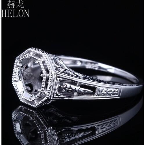 HELON 5.5-6.5mm Round Semi Mount Art Nouveau Fine Jewelry Sterling Silver 925 Engagement Engrave Filigree Fancy Ring wholesale