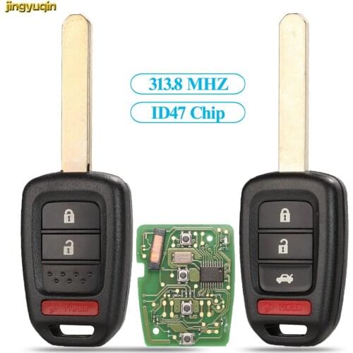 Jingyuqin Remote Control Car Key 313.8MHZ ID47 PCF7961 Chip For Honda 2013-2015 CRV 2013-2017 Accord Civic MLBHLIK6-1T 2/3/4 BTN