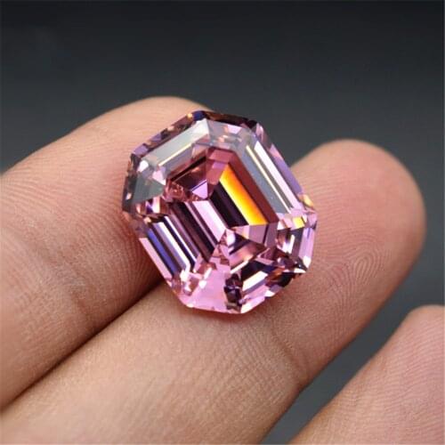 Grade AAA Light Pink Cubic Zirconia Rectangle Faceted Gemstone Asscher Cut Cubic Zirconia 15x18mm C75Z