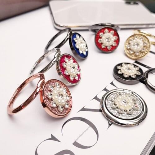 Finger Ring Holder Pearl Ornaments Phone Holder Universal Phone buckle 360 Rotation Finger Ring Stand Colorful