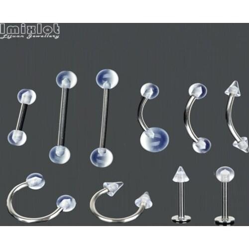 50/100PCS Clear Body Piercing Jewelry Lot Surgical Steel Eyebrow Bar Nipple Lip Labret Tongue Nose Piercing Navel Belly Ring