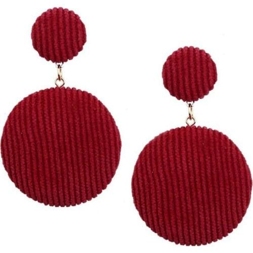 Korean Fashion Jewelry Personality Trend Gold Wire Button Long Earrings Circle Pendant Earrings Female Statement Earrings
