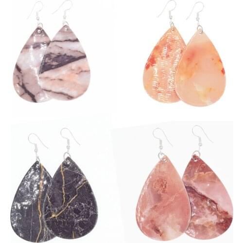 Leather Drop Earrings 3D Marble Pattern Earrings Female Fashion Jewelry Accessories Girl Gifts