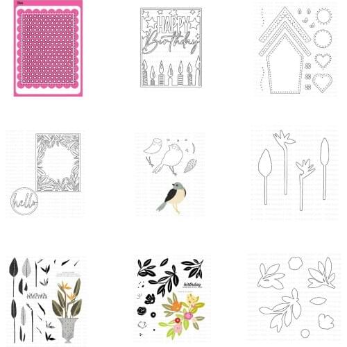 Leaves Bird Flower Plant Metal Cutting Dies And Stamps DIY Scrapbooking Card Stencil Paper Cards Handmade Album Stamps Die Sheet