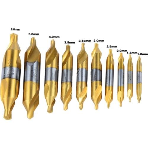 10PCS HSS Combined Center Drills Bit Set High Speed Steel Countersinks 60 Degree Angle for Dremel Processing of Stainless steel