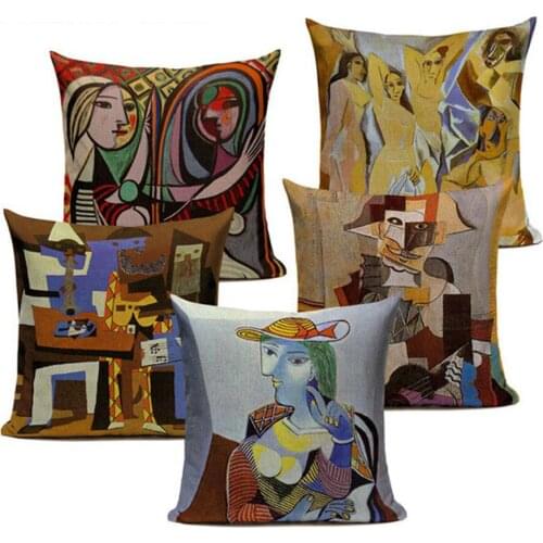 Pablo Picasso Famous Paintings Cushion Covers The Starry Night Surrealism Abstract Art Cushion Cover Beige Pillow Case