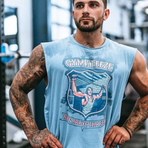 2021 New Summer new muscle brothers mens sports fitness waistcoat leisure running exercise bodybuilding vest