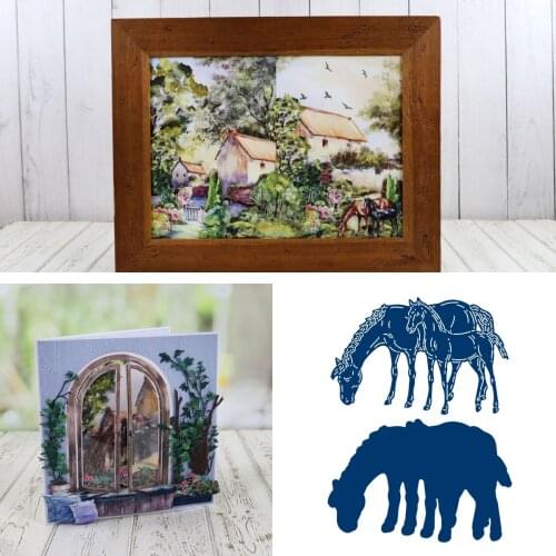 New Arrival 2021 Horse Eating Grass Dies Scrapbook Diary Decoration Stencil Embossing Template DIY Greeting Card Handmade