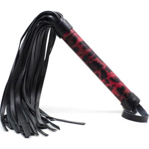 Couple Flirting Red Leopard Leather Leather Whip Sex Toys Leather Whip Stage Props
