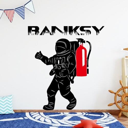 Personalized fire man Banksy Wall Stickers Modern Fashion Wall Sticker Pvc Wall Decals Background Wall Art Decal