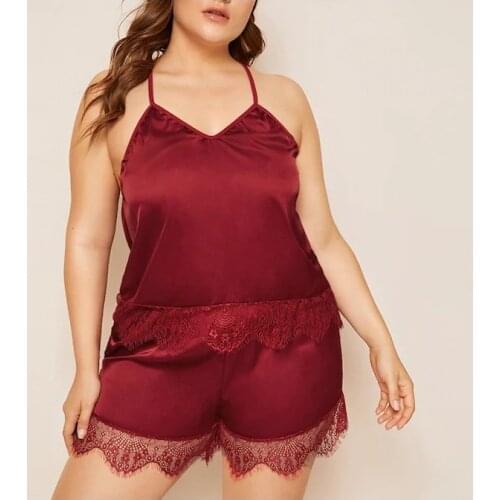 2021 Red Plus Size XXXXL Lingerie Sexy And Black Optional Sexy Womens Oversized Split Lace Pajamas