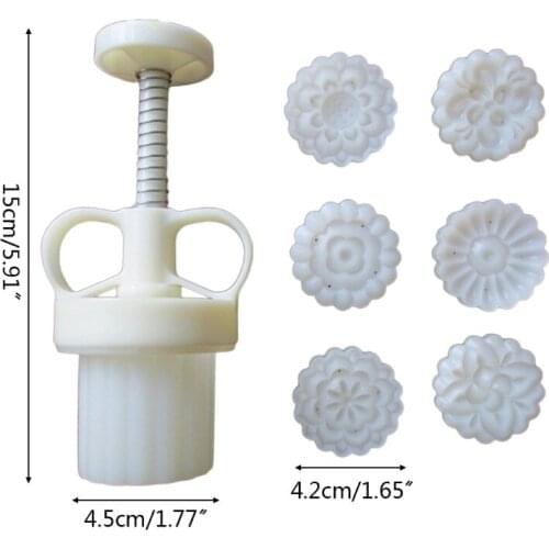 Plastic Mooncake Mold 35g Flower Stamp Cookie Cutter Mould Hand Pressure Baking