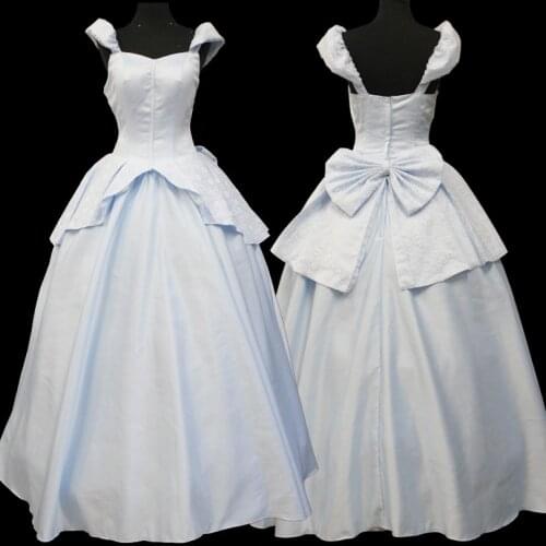 Movie Cinderella Sleeveless Party Princess Dress Halloween Christmas Cosplay Costume Adult Women Ball Gown